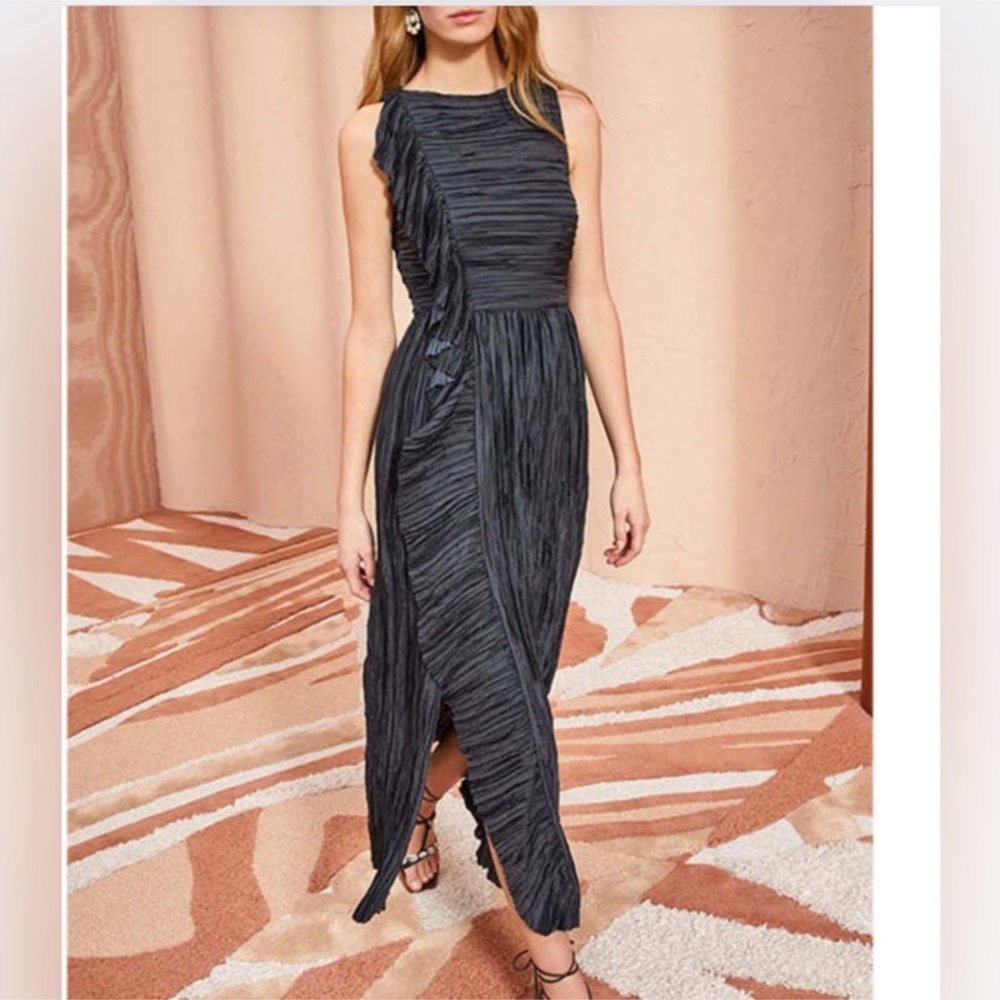 ULLA JOHNSON Circe Gown Noir Black Pleated Sz 6
